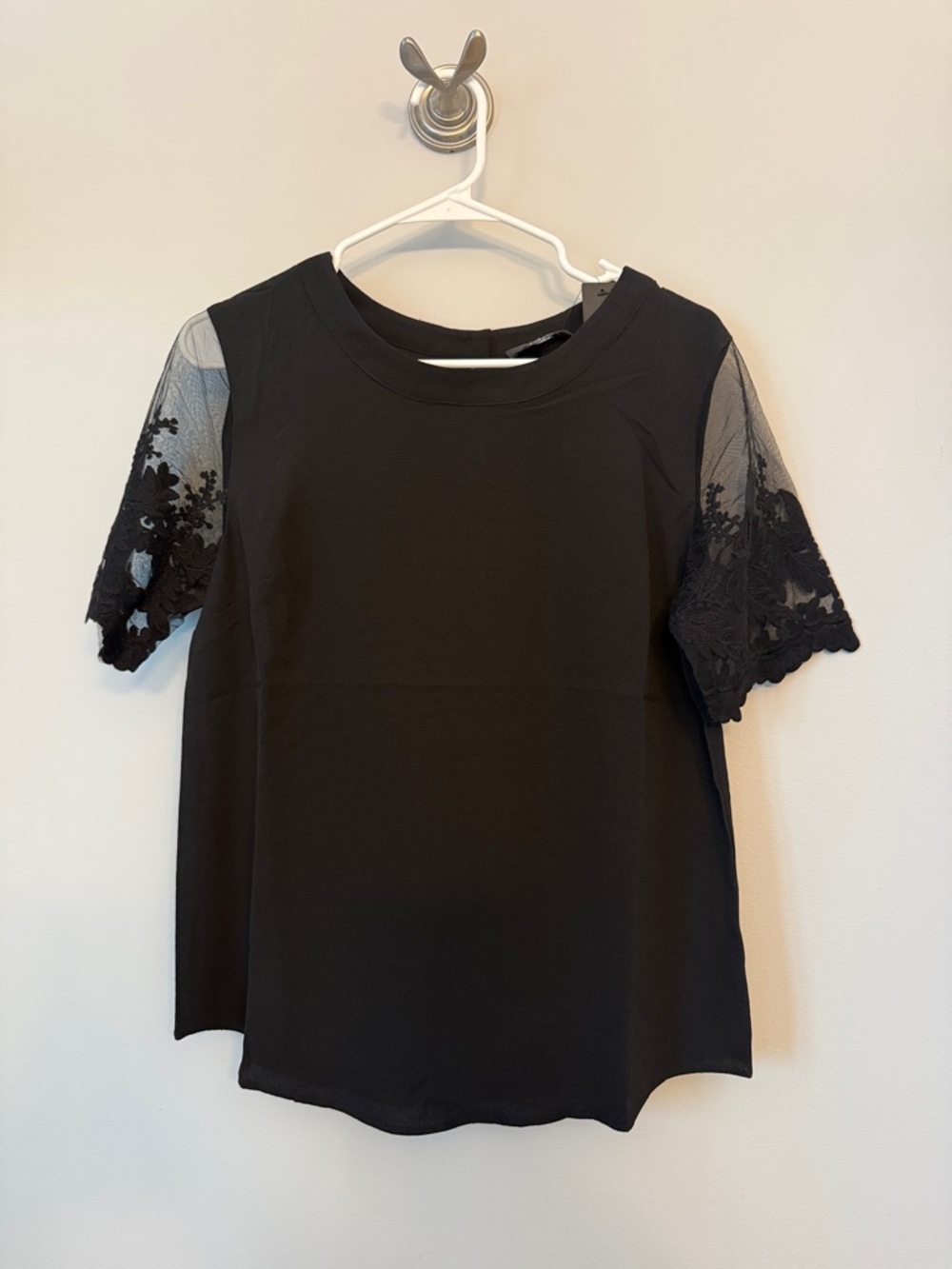 Black Lace Sleeve Women's Blouse
